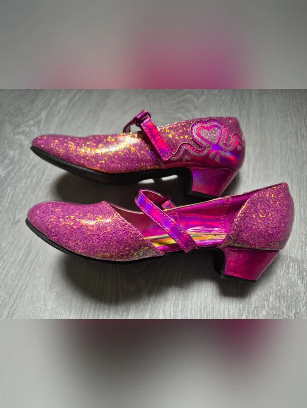 Disney Princess Glitter Shimmery Pink High Heel Shoes Girls Sz 12
